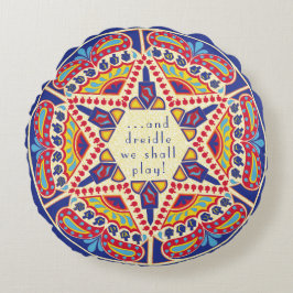 Hanukkah ronde kussen "Chanukah Paisley Dreidle"