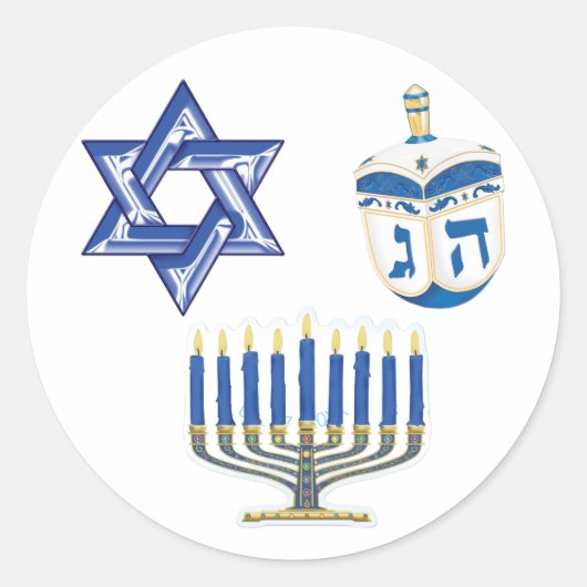 Hanukkah Ronde Sticker (Voorkant)