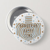 Hanukkah Round Button, Blue/Tan Dreidel Stars Ronde Button 7,6 Cm (Voorkant /achterkant)