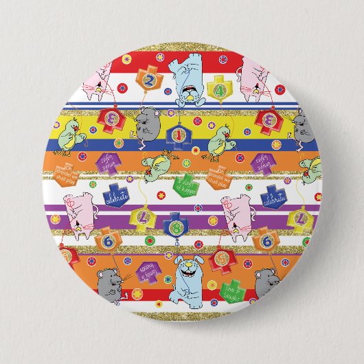 Hanukkah Round Button, muis en vrienden Ronde Button 7,6 Cm (Voorkant)