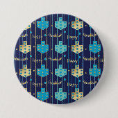 Hanukkah Round Buttonnen Fancy Shmancey Dreidels Ronde Button 7,6 Cm (Voorkant)