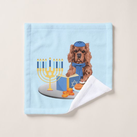 Hanukkah Ruby Cavalier King Charles Spaniel Bad Handdoek (Wasdoekje)