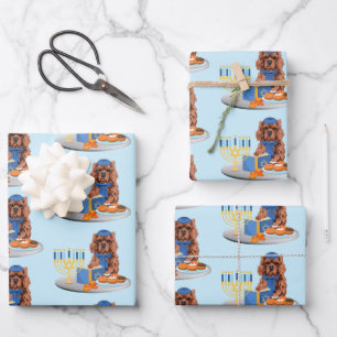 Hanukkah Ruby Cavalier King Charles Spaniel Inpakpapier Vel