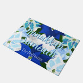 Hanukkah Sameach Blue Poinsettias Deurmat (Schuin)