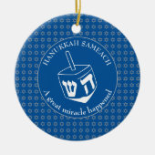 HANUKKAH SAMEACH | Dreidel | Chanukah Keramisch Ornament (Voorkant)