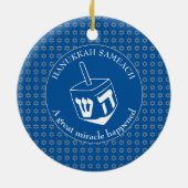 HANUKKAH SAMEACH | Dreidel | Chanukah Keramisch Ornament (Achterkant)