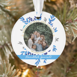 Hanukkah Sameach Eenvoudige Chanoeka familie fot Ornament