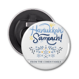 Hanukkah Sameach | Eenvoudige Elegante Chanoeka fa Button Flesopener