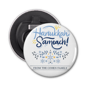 Hanukkah Sameach   Eenvoudige Elegante Chanoeka fa Button Flesopener