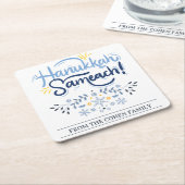 Hanukkah Sameach | Eenvoudige Elegante Chanoeka fa Kartonnen Onderzetters (Schuin)