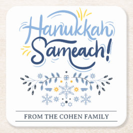 Hanukkah Sameach | Eenvoudige Elegante Chanoeka fa Kartonnen Onderzetters