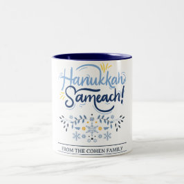 Hanukkah Sameach | Eenvoudige Elegante Chanoeka fa Tweekleurige Koffiemok