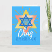 Hanukkah Sameach Menorah Star van David Card Kaart (Voorkant)