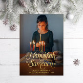 Hanukkah Sameach Star of David Photo Folie Feestdagenkaart