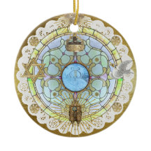 Hanukkah Sanctuary Window Ceramic Ornament