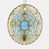 Hanukkah Sanctuary Window Ceramic Ornament (Links)