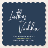 Hanukkah Script Latkes en Vodka Navy Onderzetters (Voorkant)