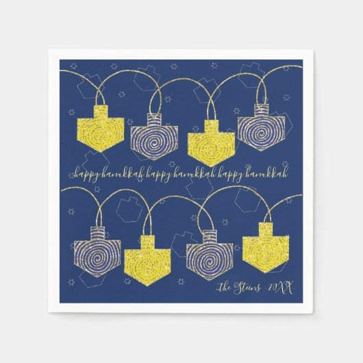Hanukkah servetten personalizeer "Hanukkah Dreidel (Voorkant)