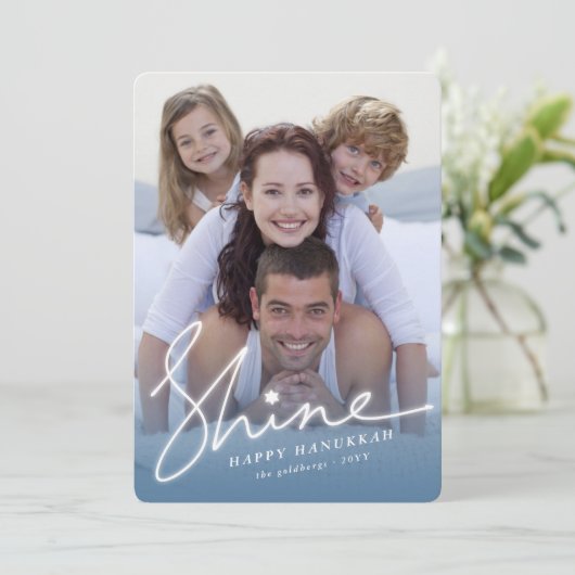 Hanukkah Shine Glow Bright Star van David Foto Feestdagenkaart (Staand voorkant)
