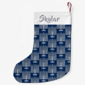 Hanukkah Silver Pattern Naam toevoegen Chrismukkah Kleine Kerstsok (Achterkant)