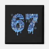 Hanukkah Six Seven 67 Meme Funny Dreidel Menorah S Magneet (Voorkant)