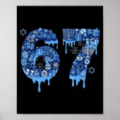 Hanukkah Six Seven 67 Meme Funny Dreidel Menorah S Poster (Voorkant)