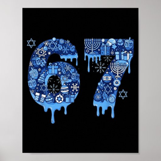 Hanukkah Six Seven 67 Meme Funny Dreidel Menorah S Poster (Voorkant)