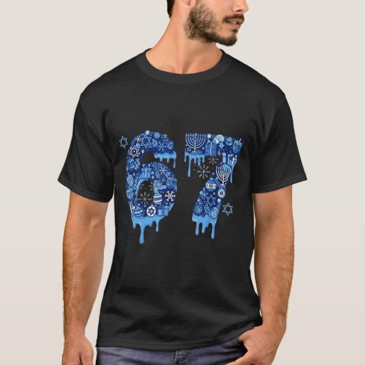 Hanukkah Six Seven 67 Meme Funny Dreidel Menorah S T-shirt (Voorkant)