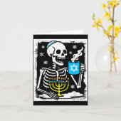 Hanukkah Skeleton Coffee Dreidel Jewish Menorah Ch Kaart (Gele Bloem)