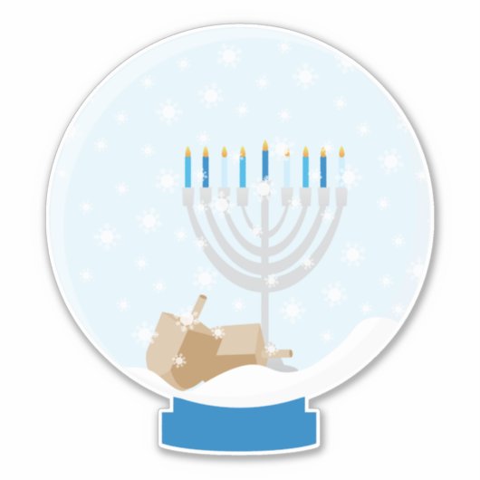 Hanukkah Snow Wereldbol Sticker (Voorkant)