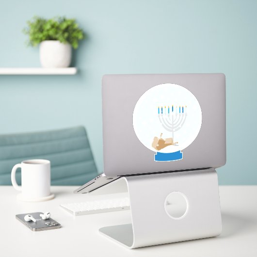 Hanukkah Snow Wereldbol Sticker (Laptop op bureau)