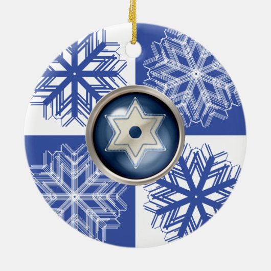 Hanukkah Snowflake Star van David Holiday Ornament (Achterkant)