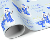 Hanukkah Snowman Chrismukkah Naam en boodschap Cadeaupapier (Rol Hoek)