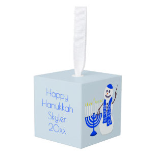 Hanukkah Snowman Chrismukkah voegt naam en jaar to Ornament