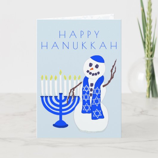 Hanukkah Snowman Custom All Over Print Binnenin Feestdagen Kaart (Voorkant)
