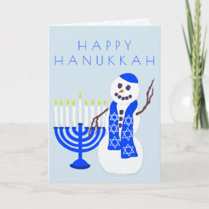 Hanukkah Snowman Custom All Over Print Binnenin Feestdagen Kaart