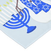 Hanukkah Snowman Cute Add Jouw naam Fun Holiday Lange Tafelloper (Hoek)