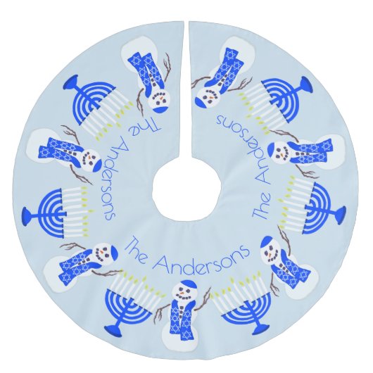 Hanukkah Snowman en Menorah Chrismukka familie Kerstboom Rok (Voorkant)
