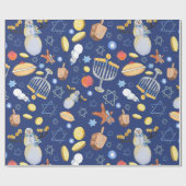 Hanukkah Snowman en Menorah Verpakkingspapier Cadeaupapier (Vlak)