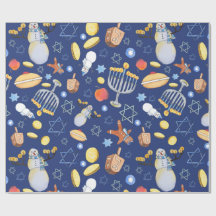 Hanukkah Snowman en Menorah Verpakkingspapier