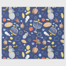Hanukkah Snowman en Menorah Verpakkingspapier Cadeaupapier