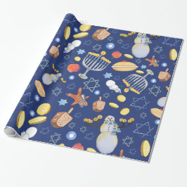 Hanukkah Snowman en Menorah Verpakkingspapier Cadeaupapier