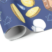 Hanukkah Snowman en Menorah Verpakkingspapier Cadeaupapier (Rol Hoek)