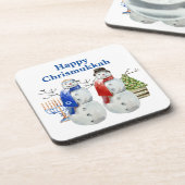 Hanukkah Snowman Kerstmis Chrismukkah Bier Onderzetter (Linkerzijde)