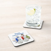 Hanukkah Snowman Kerstmis Chrismukkah Bier Onderzetter (Rechterzijde)