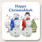 Hanukkah Snowman Kerstmis Chrismukkah Bier Onderzetter (Voorkant)