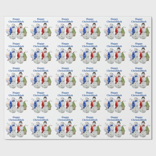 Hanukkah Snowman Kerstmis Chrismukkah Cadeaupapier (Vlak)