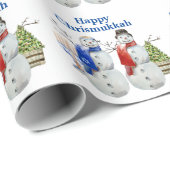 Hanukkah Snowman Kerstmis Chrismukkah Cadeaupapier (Rol Hoek)