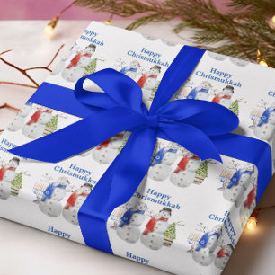 Hanukkah Snowman Kerstmis Chrismukkah Cadeaupapier