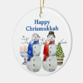 Hanukkah Snowman Kerstmis Chrismukkah Keramisch Ornament (Links)